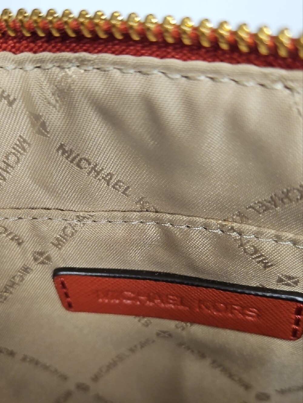 Michael Kors Saffiano 9x6in. Leather Wristlet- Burnt Orange EUC - Picture 10 of 13